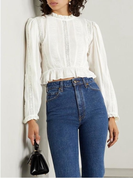 Tops - DOEN Heloise Lace-Trimmed Pintucked Cotton-Voile Top